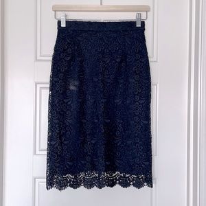 NWOT blue lace pencil skirt